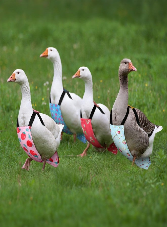 DoubleFill حفاضات دجاج دبل فيل 6 قطع للدجاجات والديوك والبط، قابلة لإعادة الاستخدام والغسل، مع ربطة عنق للبط الصغير والدجاجات والإوز والدواجن، ملابس قابلة للتعديل للدجاجة والديك والدجاج (كلاسيكي، كبير) - Image 2